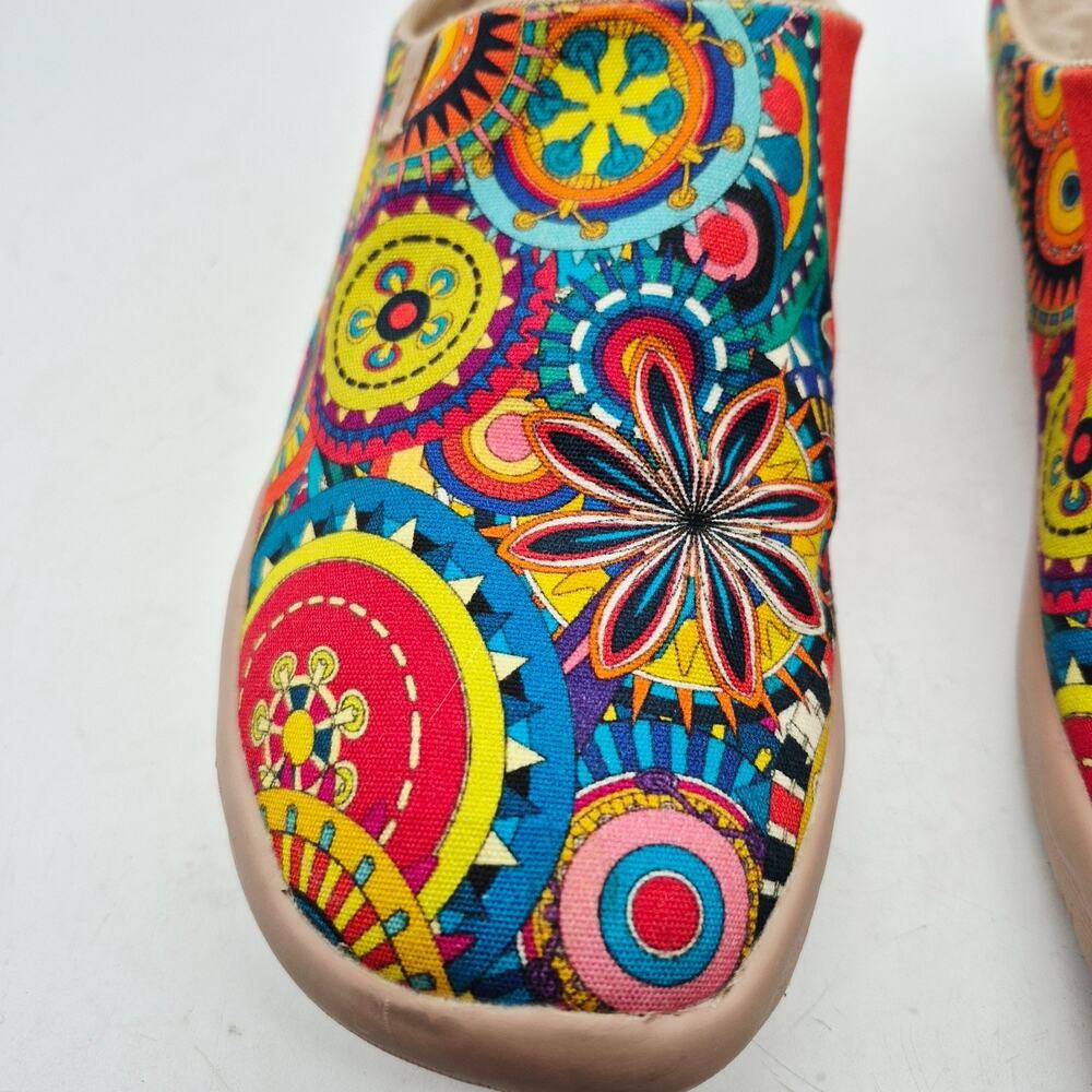UIN Blossom Malaga Clogs Mules Women's 10 Boho Slip on Boho Art Canvas Shoes - Picture 7 of 13